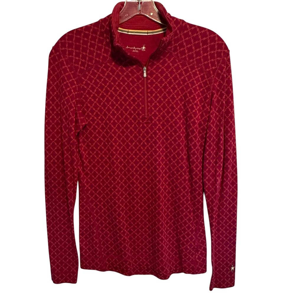 Smartwool Women's 1/4 Zip Merino Base Layer Pink Orange Top, Size L - Picture 9 of 10